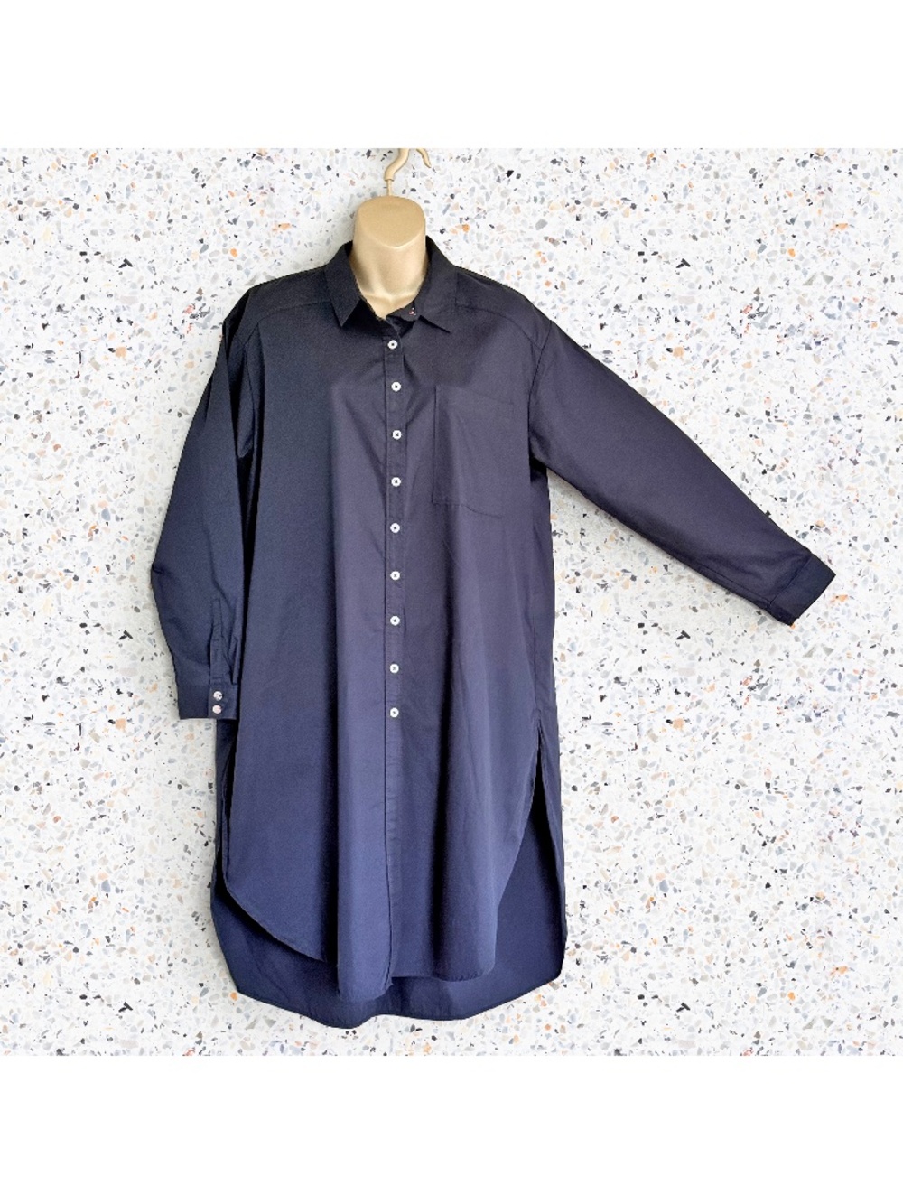 Maeve by Anthropologie Navy Blue Button Down Midi Long Sleeve Shirt Dress M